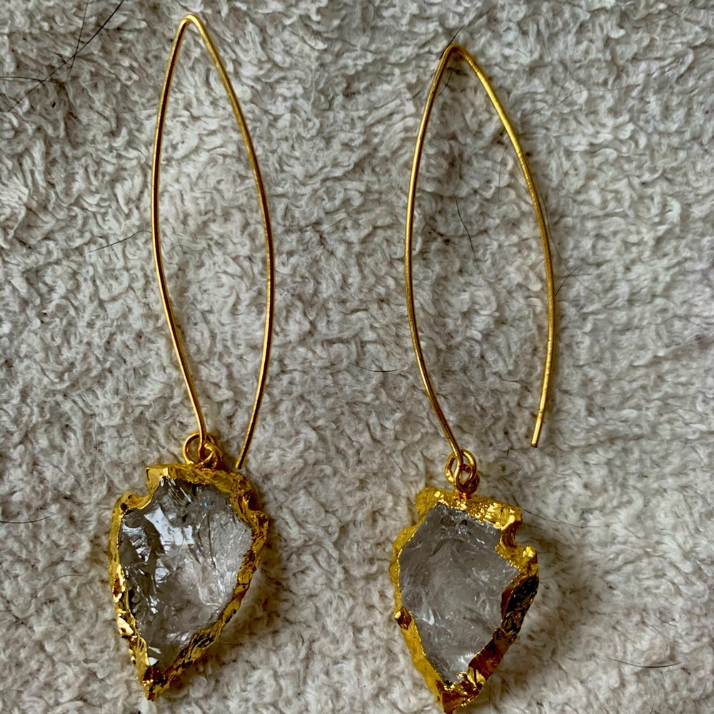 Clear arrow drop earrings